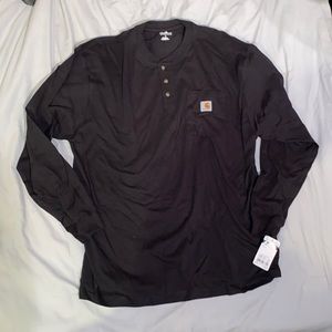 Carhartt Loose Fit Heavyweight Long-Sleeve Pocket Henley T-Shirt Large Black
